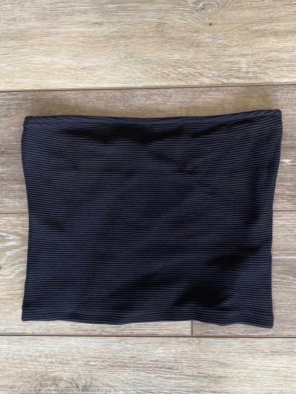 Dynamite Ribbed Strapless Bandeau Black XS